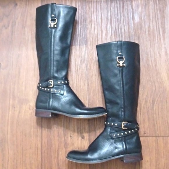 Coach black leather boots/ size 5.5 - Picture 1 of 10